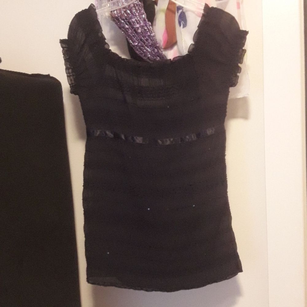 vtg Victoria's Secret sheer black see-through layering top Y2K